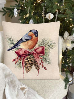 Наволочка 'Вестники зимы, Снегирь' 45х45 см, гобелен, золото, Le Gobelin 3