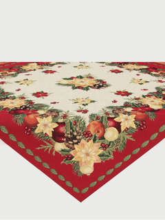 Скатерть 'Рождественская звезда' (красный бордюр) 100х100 см,...