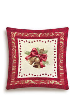 Наволочка 'Рождественская ночь, Колокольчики' (красный бордюр...