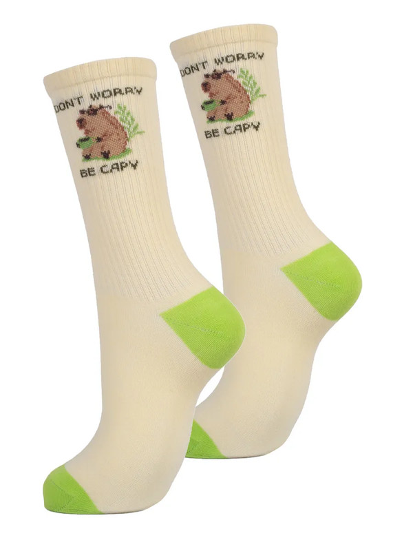 Носки 'Don't worry be capy' лимон, размер 35-39