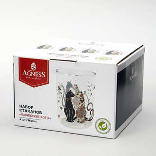 Набор из 4-х стаканов 'Парижские коты' 360 мл, Agness 3