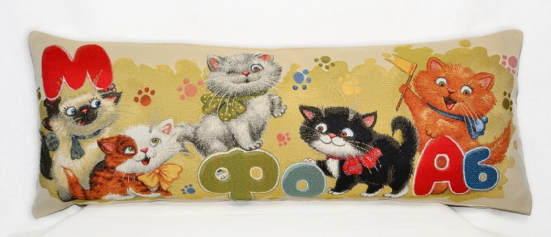 Наволочка-валик 'Азбука, котята' 32х85 см, гобелен, Le Gobelin