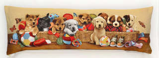 Наволочка-валик 'Корзина со щенятами' 32х85 см, гобелен, Le G...
