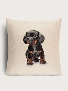 Наволочка декоративная 'Породы собак, щенок Таксы' 45х45 см, ...