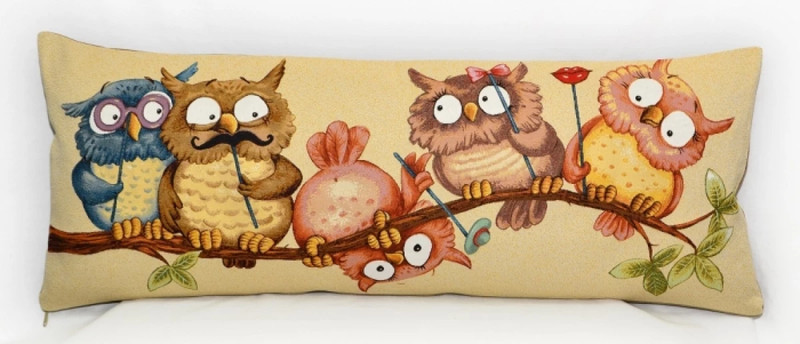 Наволочка-валик 'Совушки на ветке' 32х85 см, гобелен, Le Gobelin