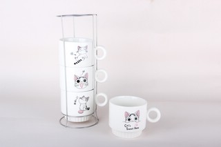 Набор из 4-х кружек на металлической подставке