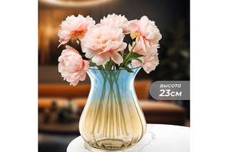 Ваза бежево-голубая 23 см, стекло, Elan Gallery 2