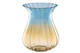 Ваза бежево-голубая 23 см, стекло, Elan Gallery