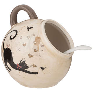 Солонка с ложкой 'Парижские коты' 170 мл, Agness, арт.358-1748