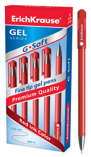 Ручка гелевая ErichKrause G-Soft, цвет чернил красный