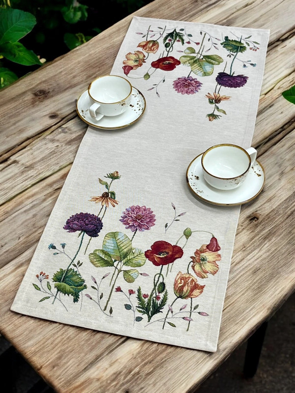 Дорожка для стола 'Акварельные маки' 40х100 см, гобелен, Le Gobelin