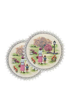 Комплект из 2-х круглых салфеток 'Весенний парк, Девочки' d 2...