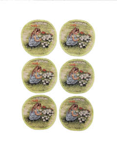 Комплект из 6-ти круглых салфеток 'Весенний парк, Девочки' d ...