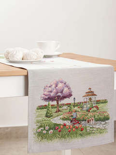 Дорожка для стола 'Весенний парк, девочка' 40х100 см, гобелен...