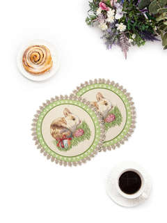 Комплект из 2-х круглых салфеток 'Кролик' (горошек) 27 см, го...