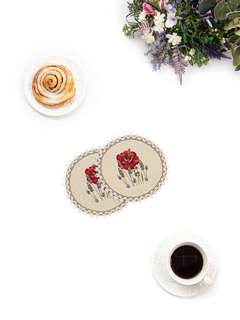 Комплект из 2-х круглых салфеток 'Маки и лаванда' d 24 см, го...