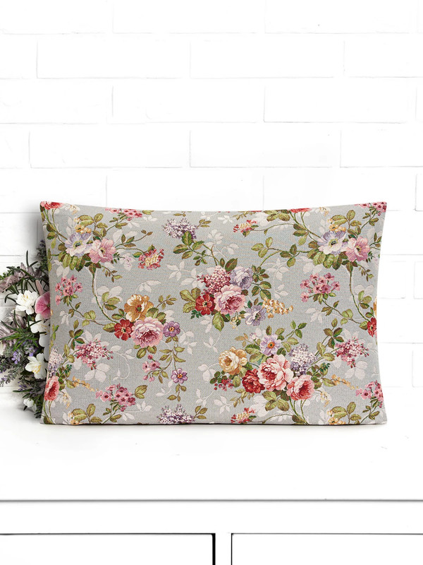 Наволочка декоративная 'Принцесса цветов' 50х70 см, серый, гобелен, Le Gobelin