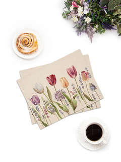 Комплект из 2-х салфеток 'Тюльпаны моей любимой' светлый фон,...