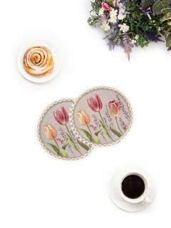 Комплект из 2-х круглых салфеток 'Тюльпаны моей любимой' d 27...