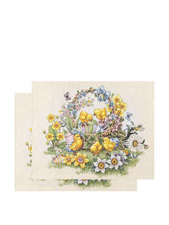 Комплект из 2-х салфеток 'Цыплята и фиалки' 40х50 см, гобелен...