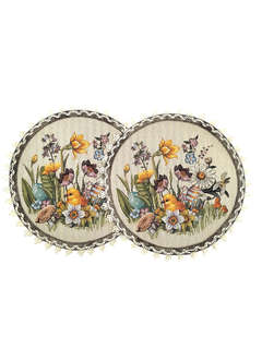 Комплект из 2-х круглых салфеток 'Цыплята и фиалки' d 27 см, ...