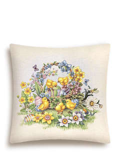 Наволочка декоративная 'Цыплята и фиалки' 45х45 см, гобелен, Le Gobelin