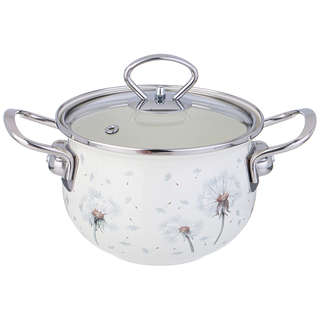 Кастрюля эмалированная 'Dandelion' 1.5 л, 16 см,стеклянная кр...