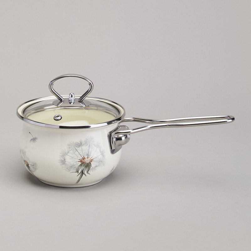 Ковш эмалированный 'Dandelion' 900 мл, 14 см, Agness, арт.943-059