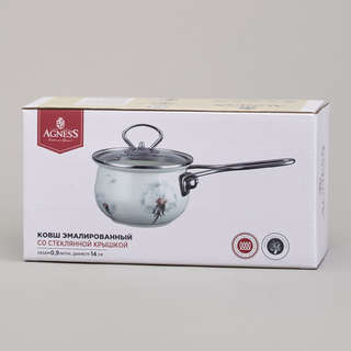 Ковш эмалированный 'Dandelion' 900 мл, 14 см, Agness, арт.943-059 6