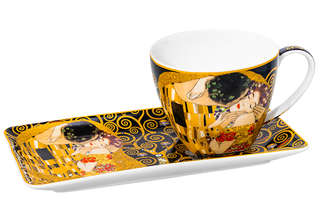 Чашка 250 мл с блюдцем для десерта 'Поцелуй на черном', Elan ...