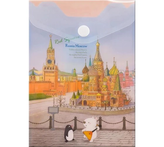 Папка-конверт на кнопке А6, Comix География 'Москва: Собор Василия Блаженного'