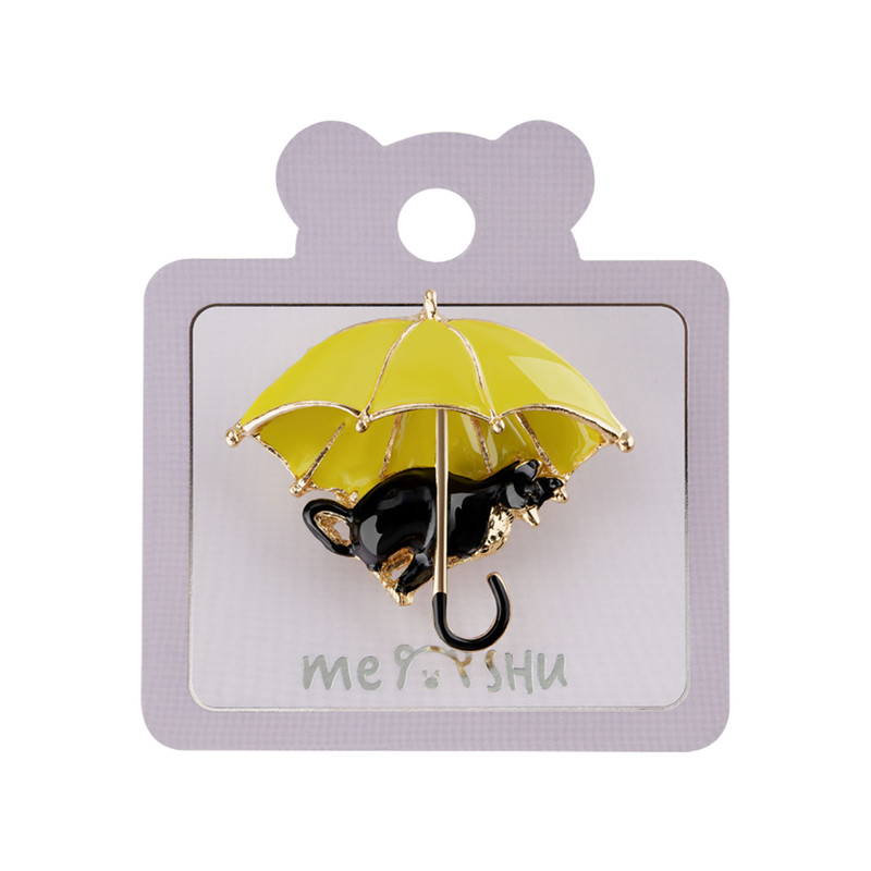 Брошь MESHU 'Cat and umbrella', европодвес