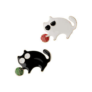 Набор брошей MESHU 'Cat and ball', 2шт, европодвес 3