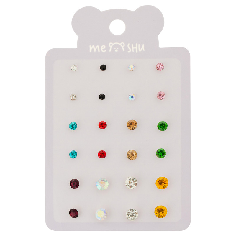 Серьги MESHU 'Rhinestones', бижутерия, 12 пар, европодвес