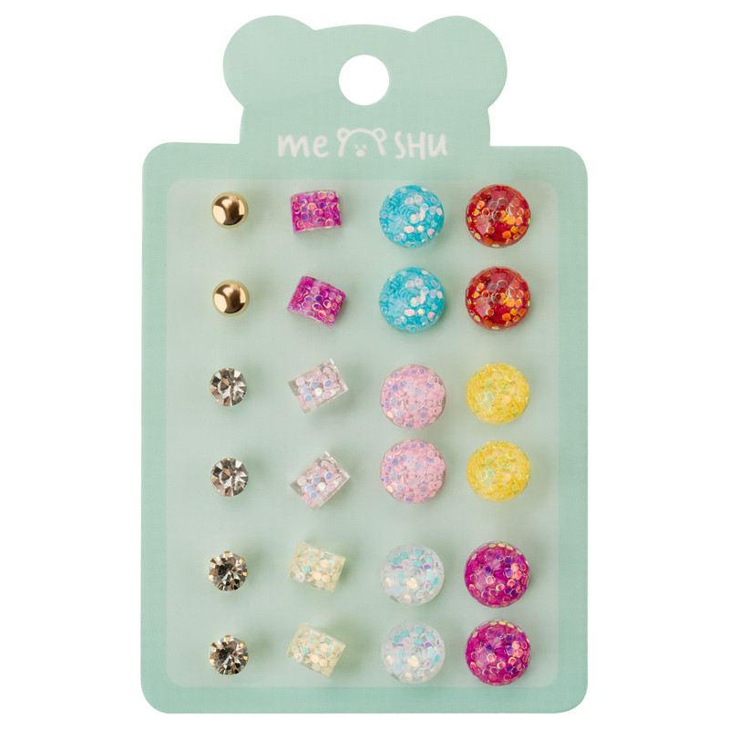 Серьги MESHU 'Round', бижутерия, 12 пар, европодвес