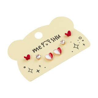Серьги MESHU, бижутерия, красные, 3 пары, европодвес 2
