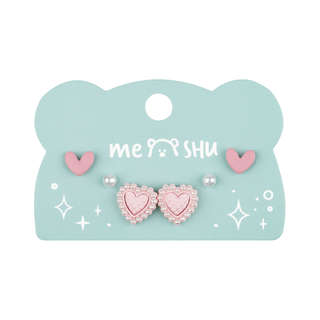 Серьги MESHU, бижутерия, розовые, 3 пары, европодвес