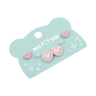 Серьги MESHU, бижутерия, розовые, 3 пары, европодвес 2