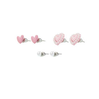 Серьги MESHU, бижутерия, розовые, 3 пары, европодвес 3