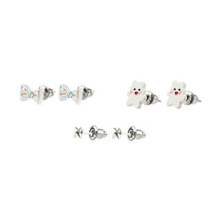 Серьги MESHU, бижутерия, серебристые, 3 пары, европодвес 3