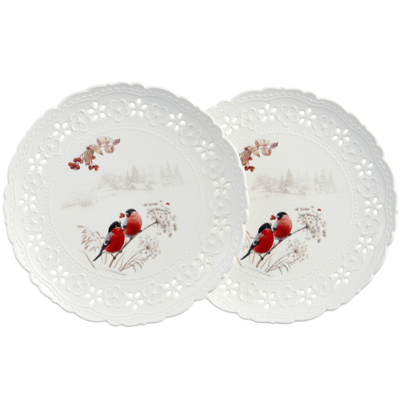 Набор тарелок обеденных 'Лесная сказка: Снегири' из 2-х шт, 26 см, Lefard