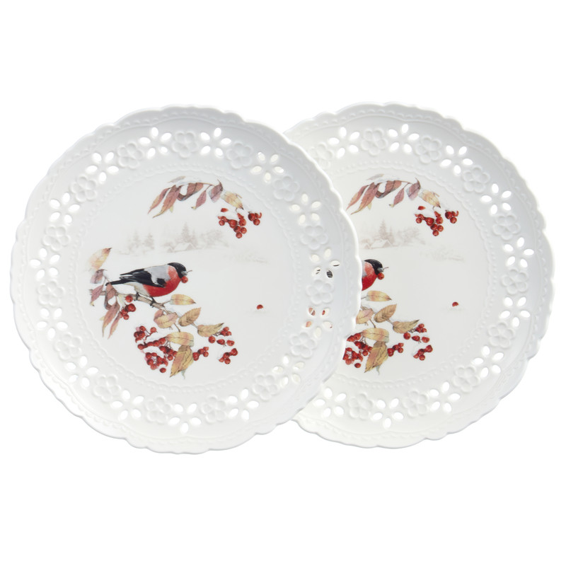 Набор тарелок закусочных 'Лесная сказка: Снегири' из 2-х шт, 20 см, Lefard