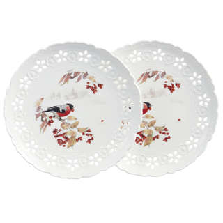 Набор тарелок закусочных 'Лесная сказка: Снегири' из 2-х шт, ...