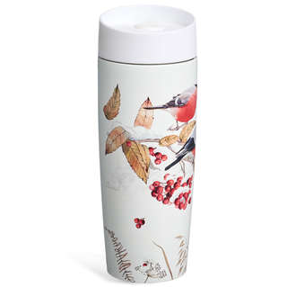 Термокружка Agness Снегири 360 мл, колба нержавеющая сталь 5