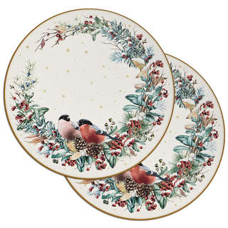 Набор подстановочных салфеток 'Снегири' из 2-х шт, диаметр 38 см