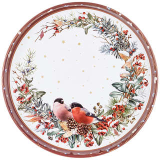 Поднос сервировочный 'Снегири' 33 см, Agness