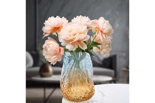 Ваза 25 см, 4 л, бежево - голубая, стекло