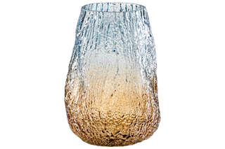 Ваза 25 см, 4 л, бежево - голубая, стекло 3