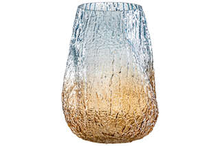 Ваза 25 см, 4 л, бежево - голубая, стекло 4