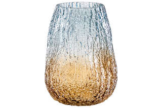 Ваза 25 см, 4 л, бежево - голубая, стекло 5